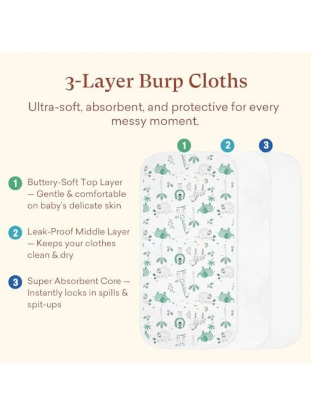 Extra Large Waterproof Baby Burp Cloths - 8 Pack, 13x26 Inch, Soft & Absorbent